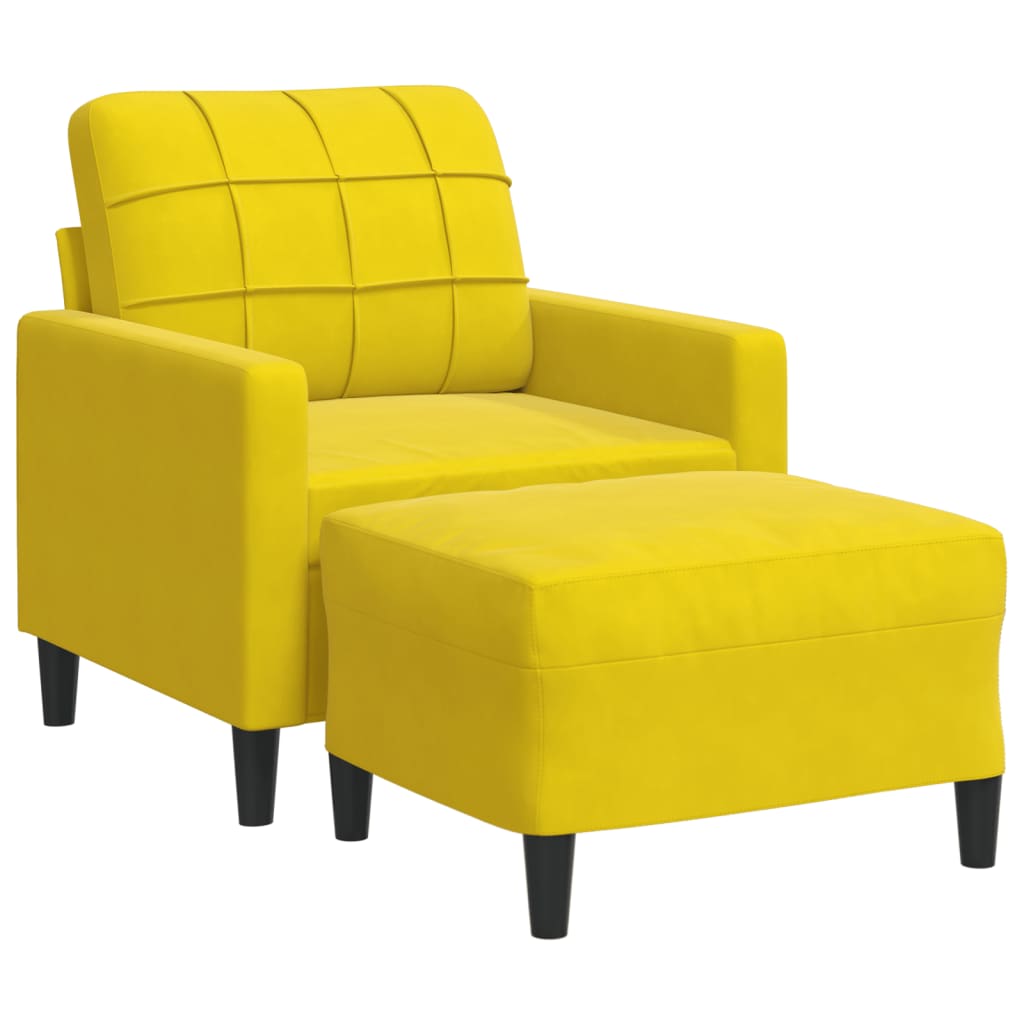 Křeslo S Podnožkou Žluté 60 Cm Samet