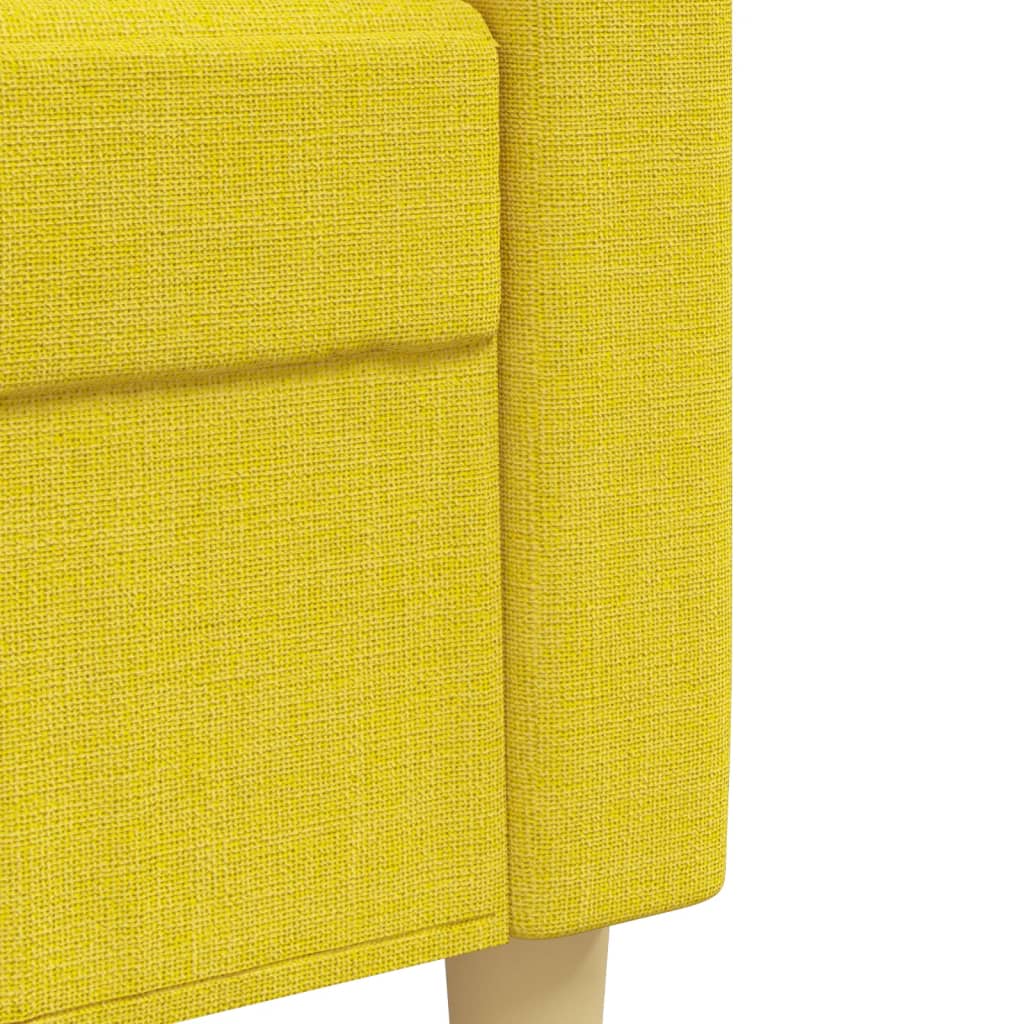 4Dílná Sedací Souprava S Podnožkou Světle Žlutá Textil