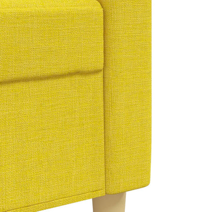4Dílná Sedací Souprava S Podnožkou Světle Žlutá Textil