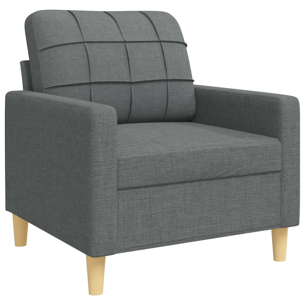3Dílná Sedací Souprava S Polštáři Tmavě Šedá Textil