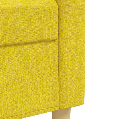 4Dílná Sedací Souprava S Podnožkou A Polštáři Žlutá Textil