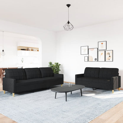2Dílná Sedací Souprava Černá Textil