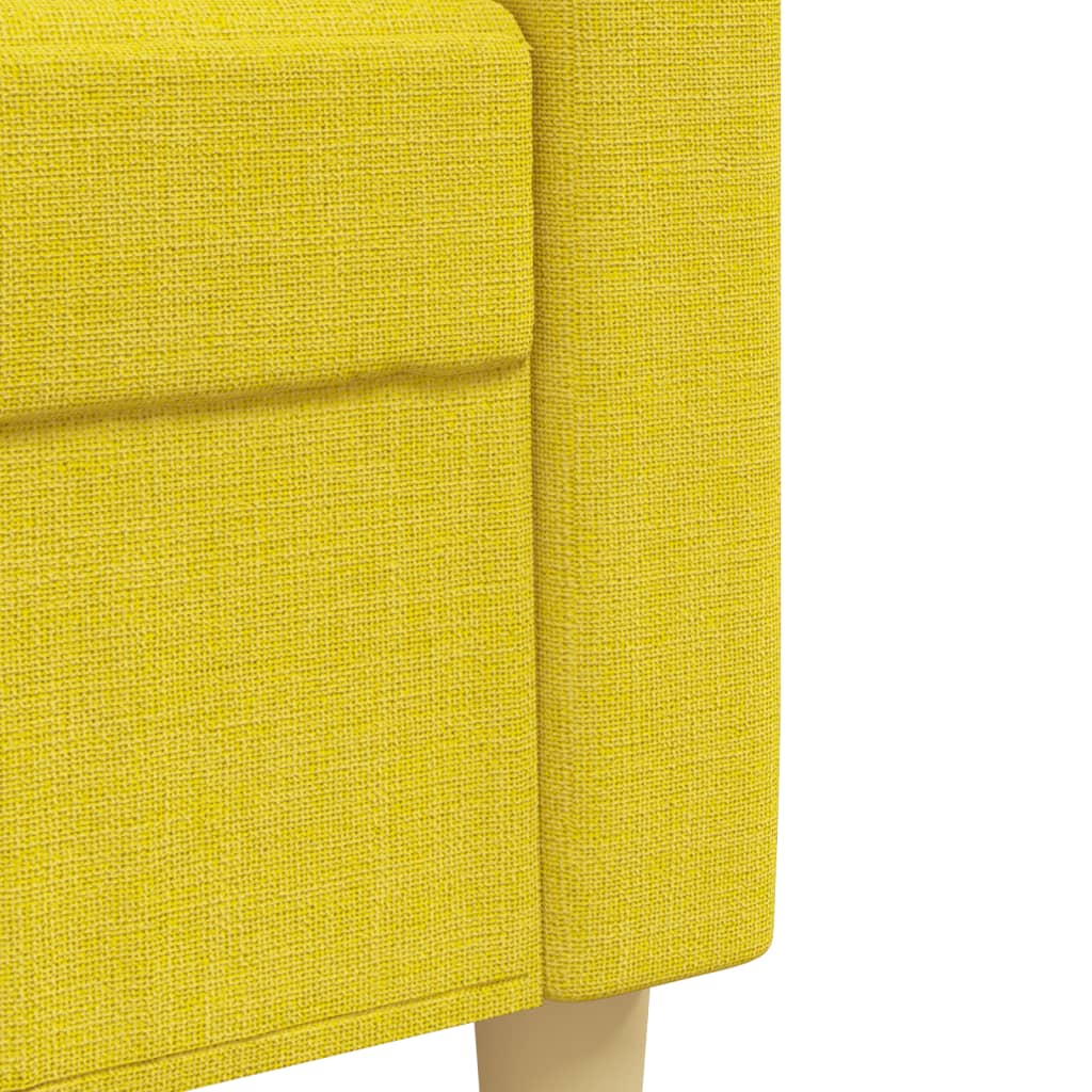 3Dílná Sedací Souprava S Podnožkou A Polštáři Žlutá Textil