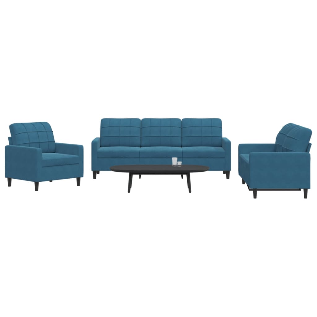 3Dílná Sedací Souprava S Poduškami Samet