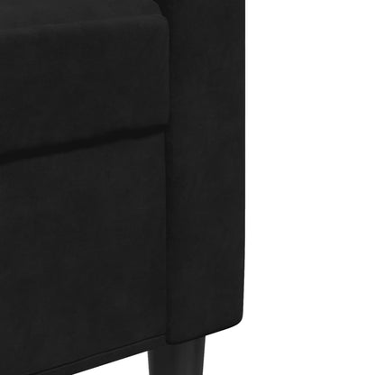 3Dílná Sedací Souprava S Poduškami A Podhlavníky Černá Samet