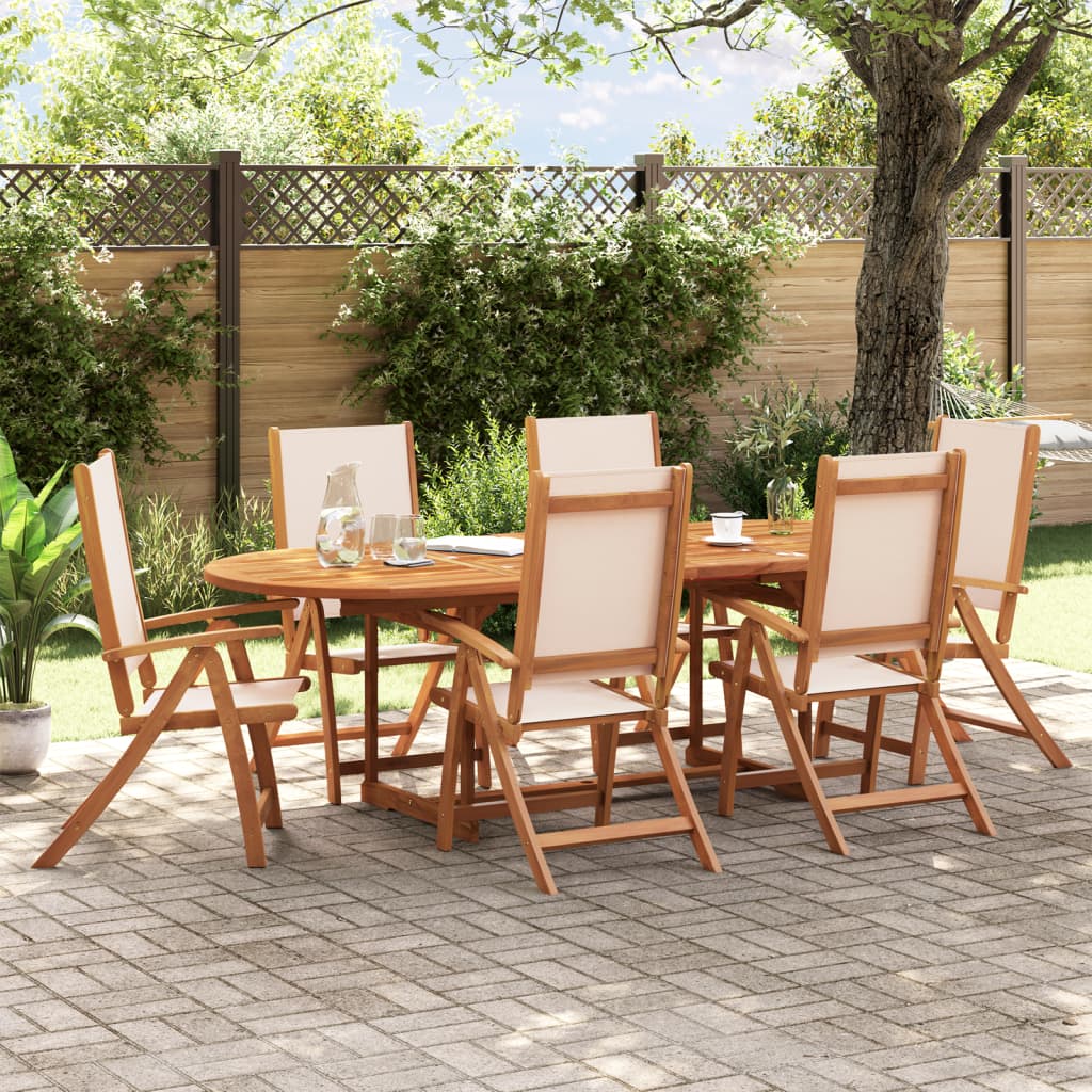 Skládací Zahradní Židle 8 Ks Masivní Akáciové Dřevo A Textilen