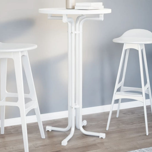 Jídelní stůl bílý Ø 60 x 110 cm kompozitní dřevo a ocel