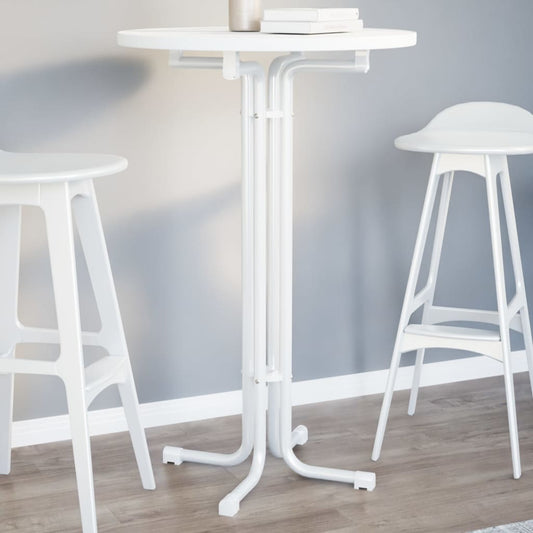 Jídelní stůl bílý Ø 70 x 110 cm kompozitní dřevo a ocel
