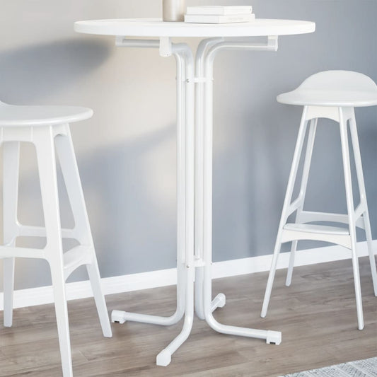 Jídelní stůl bílý Ø 80 x 110 cm kompozitní dřevo a ocel