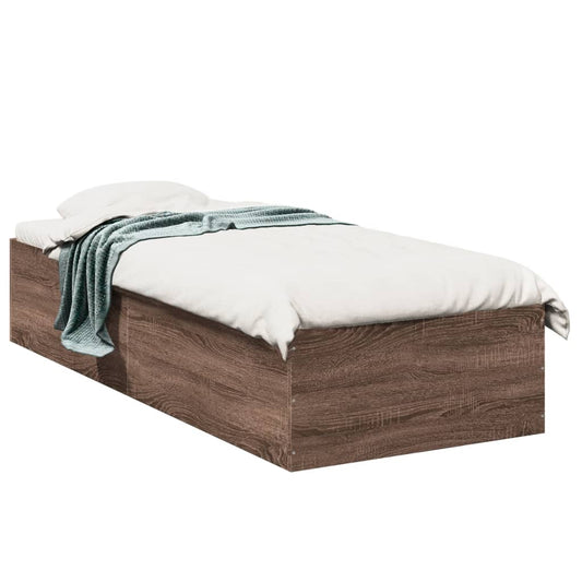 Rám postele hnědý dub 90 x 190 cm kompozitní dřevo