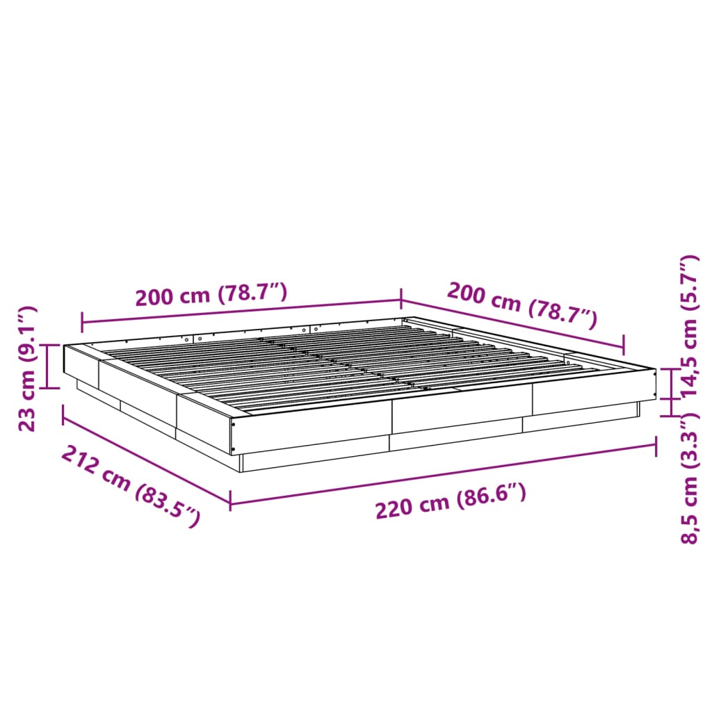 Rám Postele Bílý 200 X 200 Cm Kompozitní Dřevo