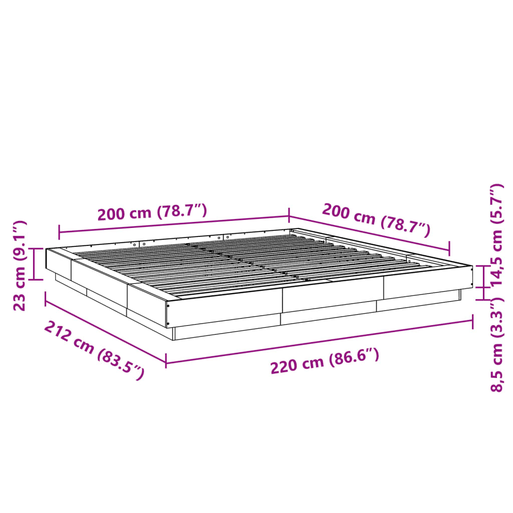 Rám Postele Dub Sonoma 200 X 200 Cm Kompozitní Dřevo