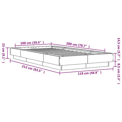 Rám Postele Betonově Šedý 100 X 200 Cm Kompozitní Dřevo