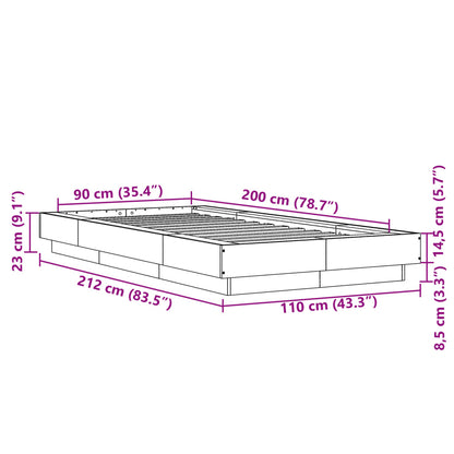 Rám Postele Černý 90 X 200 Cm Kompozitní Dřevo