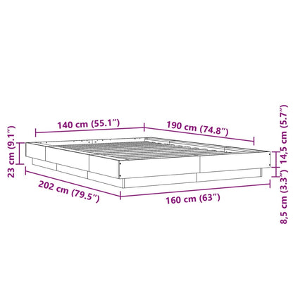 Rám Postele Betonově Šedý 140 X 190 Cm Kompozitní Dřevo