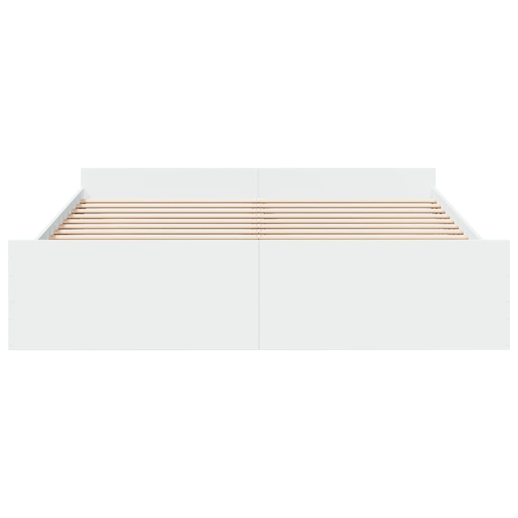 Rám Postele Se Zásuvkami Bílý 200 X 200 Cm Kompozitní Dřevo
