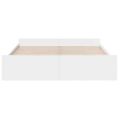Rám Postele Se Zásuvkami Bílý 200 X 200 Cm Kompozitní Dřevo
