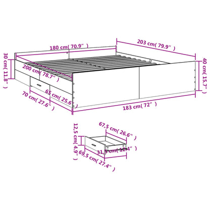 Rám Postele Se Zásuvkami Bílý 180 X 200 Cm Kompozitní Dřevo