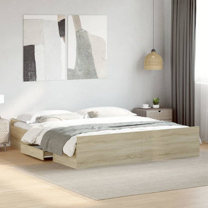 Rám Postele Se Zásuvkami Dub Sonoma 180X200 Cm Kompozitní Dřevo