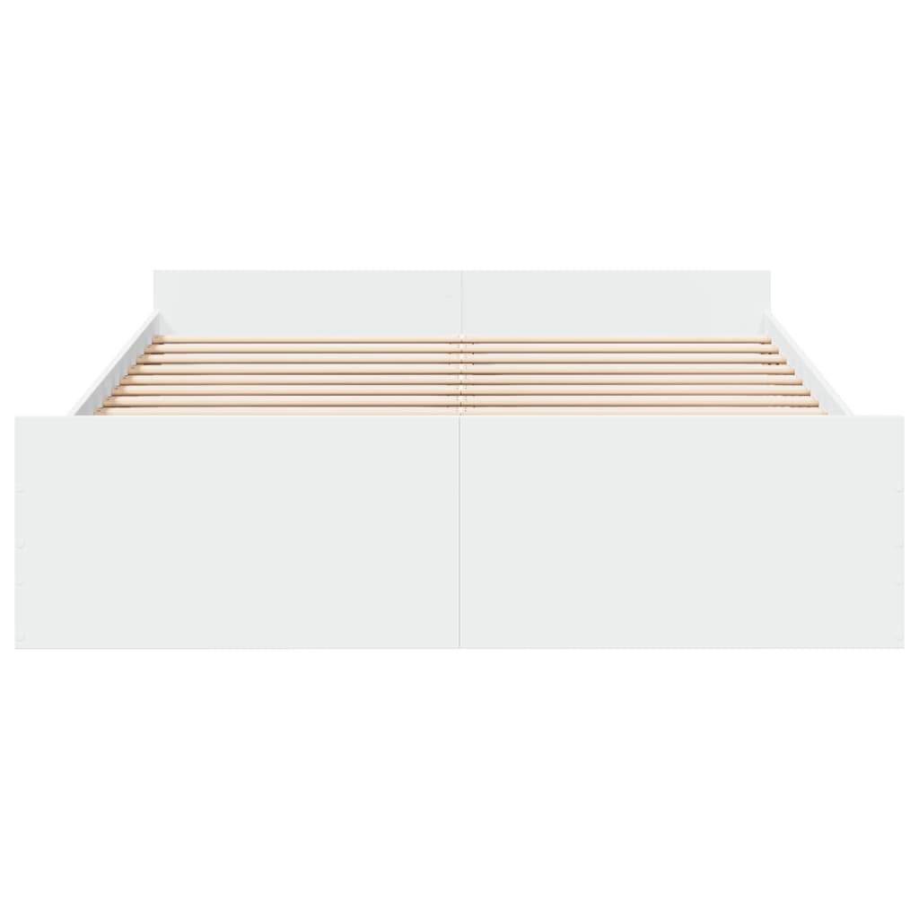Rám Postele Se Zásuvkami Bílý 140 X 200 Cm Kompozitní Dřevo