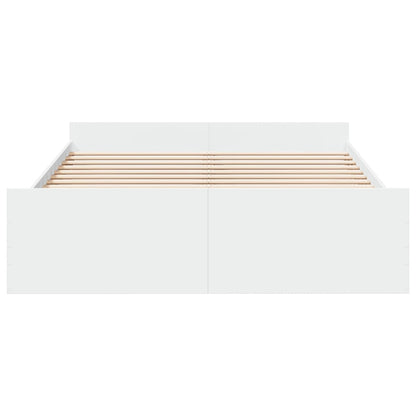 Rám Postele Se Zásuvkami Bílý 140 X 200 Cm Kompozitní Dřevo