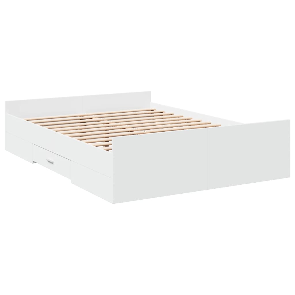 Rám Postele Se Zásuvkami Bílý 120 X 200 Cm Kompozitní Dřevo