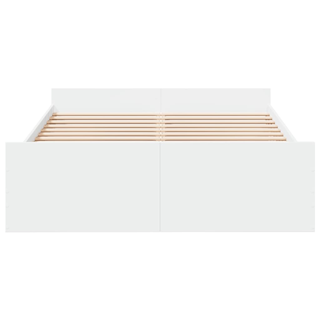 Rám Postele Se Zásuvkami Bílý 120 X 200 Cm Kompozitní Dřevo