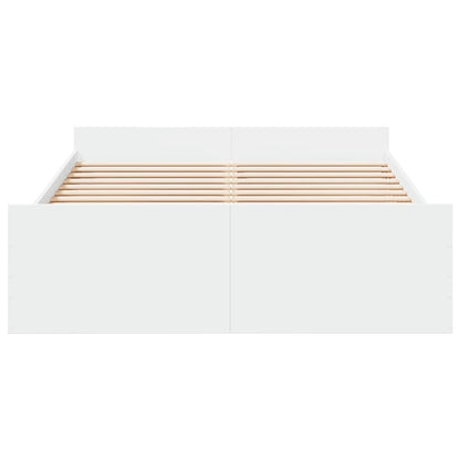 Rám Postele Se Zásuvkami Bílý 120 X 200 Cm Kompozitní Dřevo
