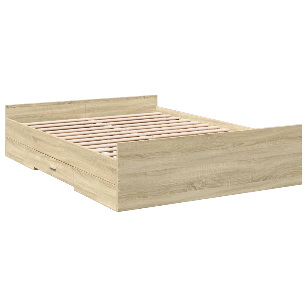 Rám Postele Se Zásuvkami Dub Sonoma 140X190 Cm Kompozitní Dřevo