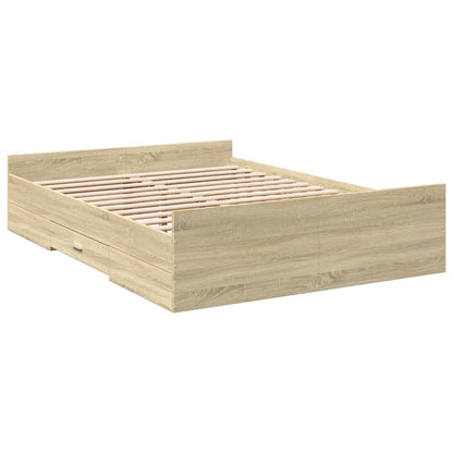 Rám Postele Se Zásuvkami Dub Sonoma 135X190 Cm Kompozitní Dřevo