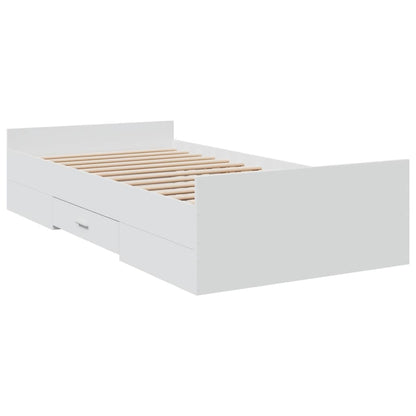 Rám Postele Se Zásuvkami Bílý 100 X 200 Cm Kompozitní Dřevo