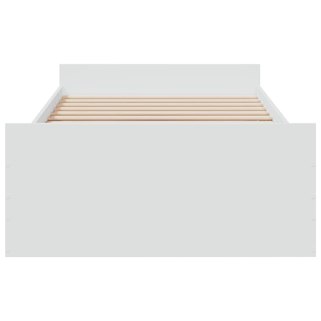 Rám Postele Se Zásuvkami Bílý 100 X 200 Cm Kompozitní Dřevo