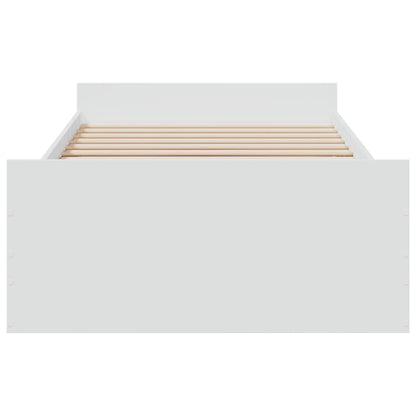 Rám Postele Se Zásuvkami Bílý 100 X 200 Cm Kompozitní Dřevo
