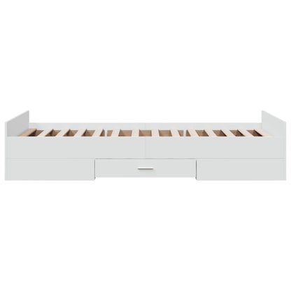 Rám Postele Se Zásuvkami Bílý 100 X 200 Cm Kompozitní Dřevo