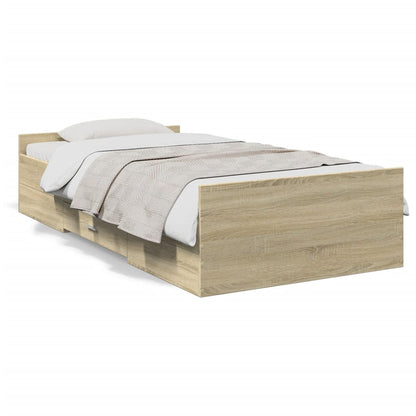 Rám Postele Se Zásuvkami Dub Sonoma 100X200 Cm Kompozitní Dřevo