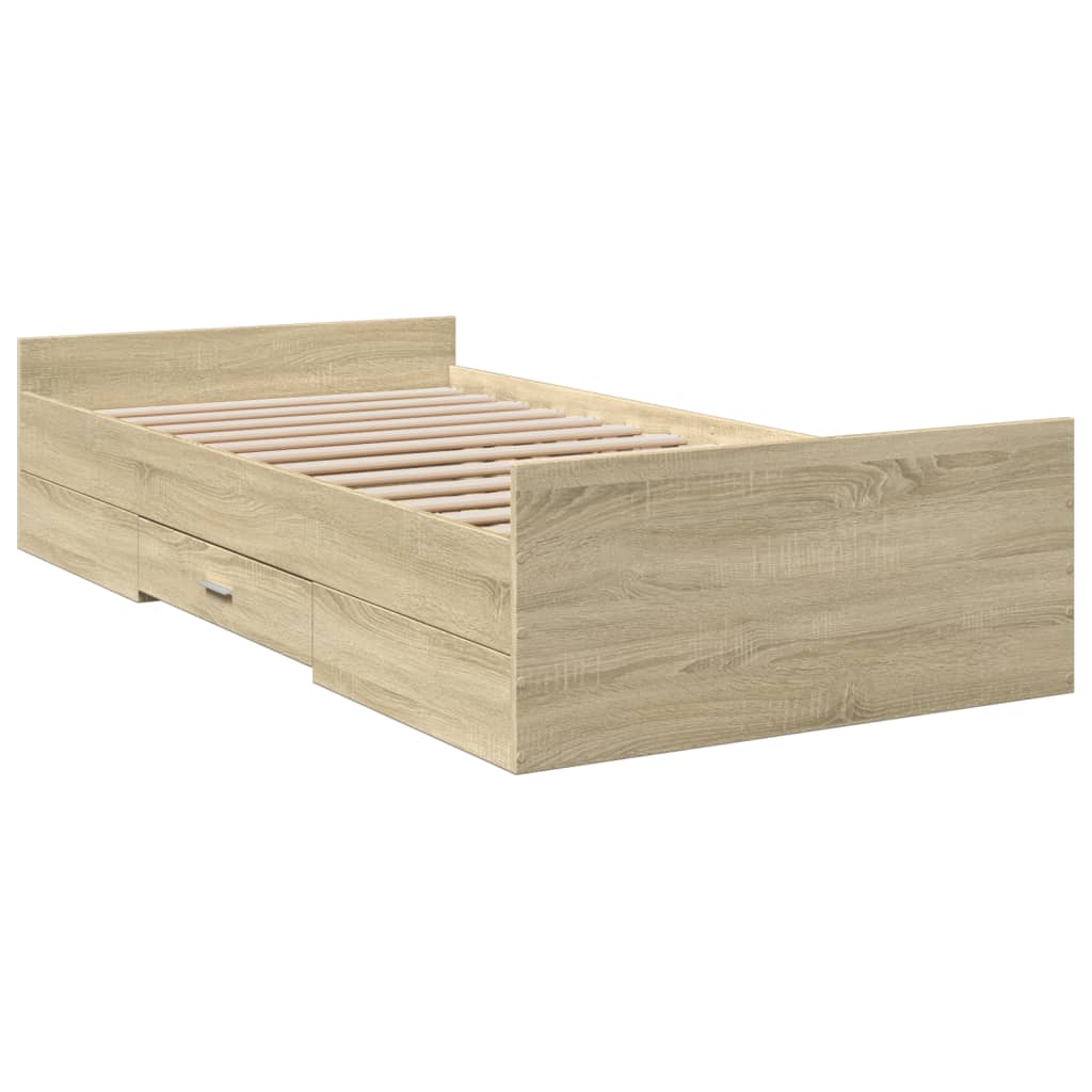 Rám Postele Se Zásuvkami Dub Sonoma 100X200 Cm Kompozitní Dřevo