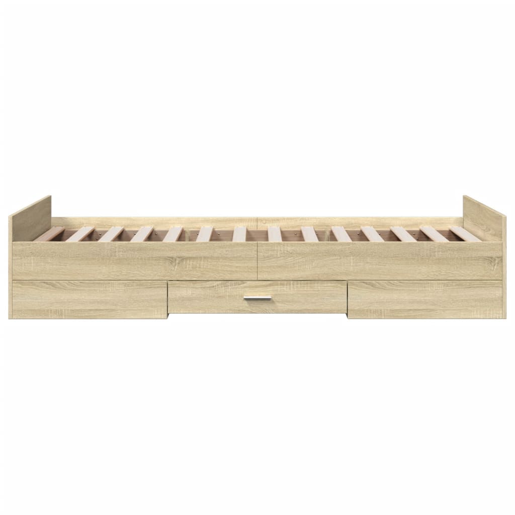 Rám Postele Se Zásuvkami Dub Sonoma 100X200 Cm Kompozitní Dřevo