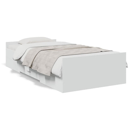 Rám Postele Se Zásuvkami Bílý 90 X 200 Cm Kompozitní Dřevo