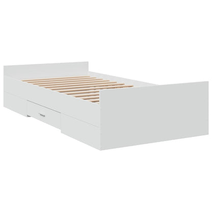 Rám Postele Se Zásuvkami Bílý 90 X 200 Cm Kompozitní Dřevo