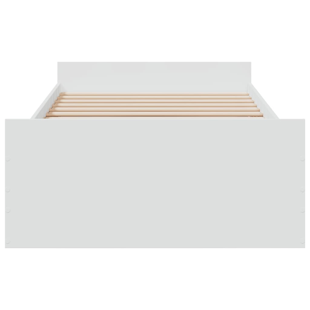 Rám Postele Se Zásuvkami Bílý 90 X 200 Cm Kompozitní Dřevo