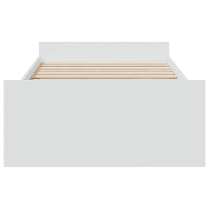 Rám Postele Se Zásuvkami Bílý 90 X 200 Cm Kompozitní Dřevo