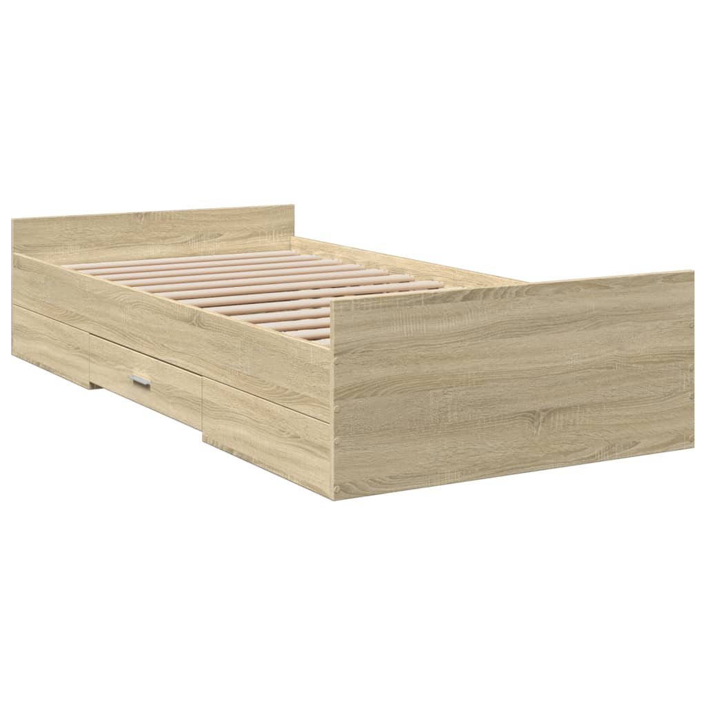 Rám Postele Se Zásuvkami Dub Sonoma 90X200 Cm Kompozitní Dřevo