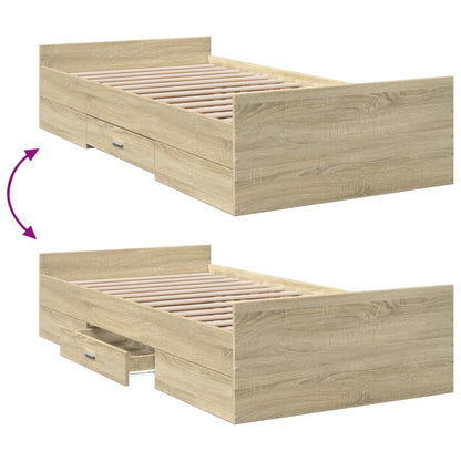 Rám Postele Se Zásuvkami Dub Sonoma 90X200 Cm Kompozitní Dřevo