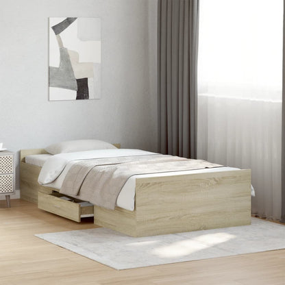 Rám Postele Se Zásuvkami Dub Sonoma 90X200 Cm Kompozitní Dřevo