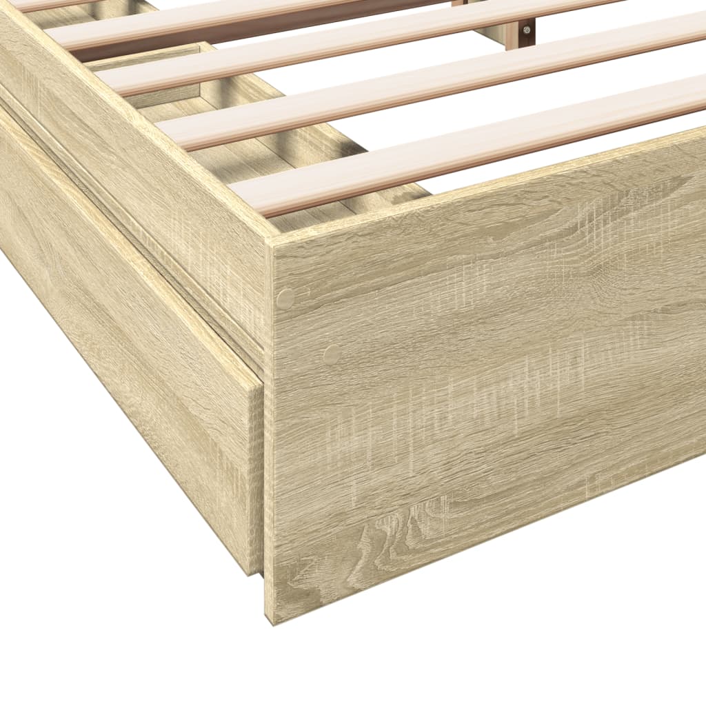 Rám Postele Se Zásuvkami Dub Sonoma 200X200 Cm Kompozitní Dřevo