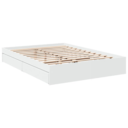 Rám Postele Se Zásuvkami Bílý 150 X 200 Cm Kompozitní Dřevo