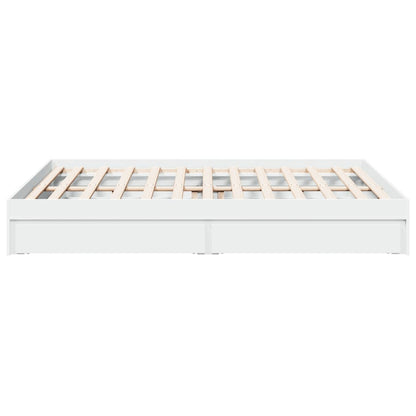 Rám Postele Se Zásuvkami Bílý 150 X 200 Cm Kompozitní Dřevo