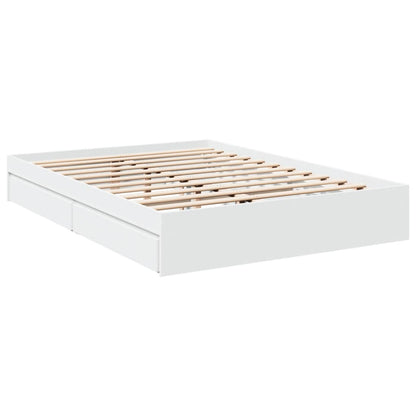 Rám Postele Se Zásuvkami Bílý 150 X 200 Cm Kompozitní Dřevo