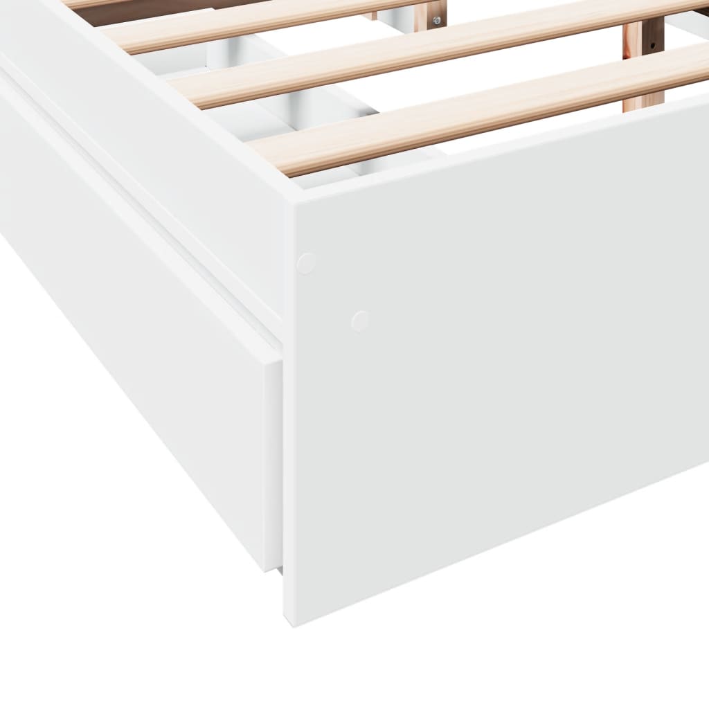 Rám Postele Se Zásuvkami Bílý 150 X 200 Cm Kompozitní Dřevo