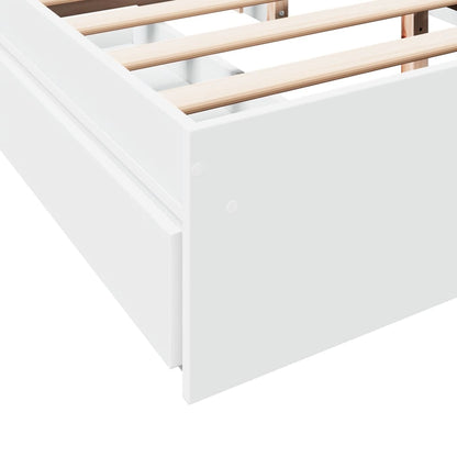 Rám Postele Se Zásuvkami Bílý 150 X 200 Cm Kompozitní Dřevo